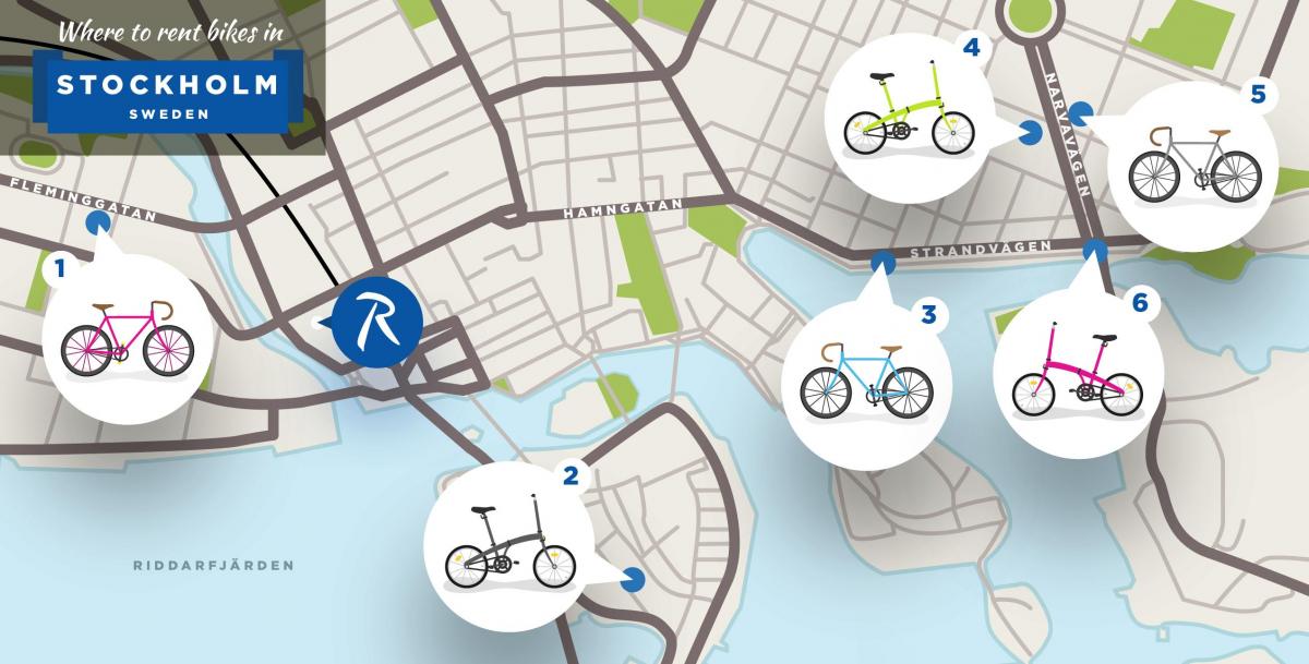 La città di stoccolma biciclette mappa