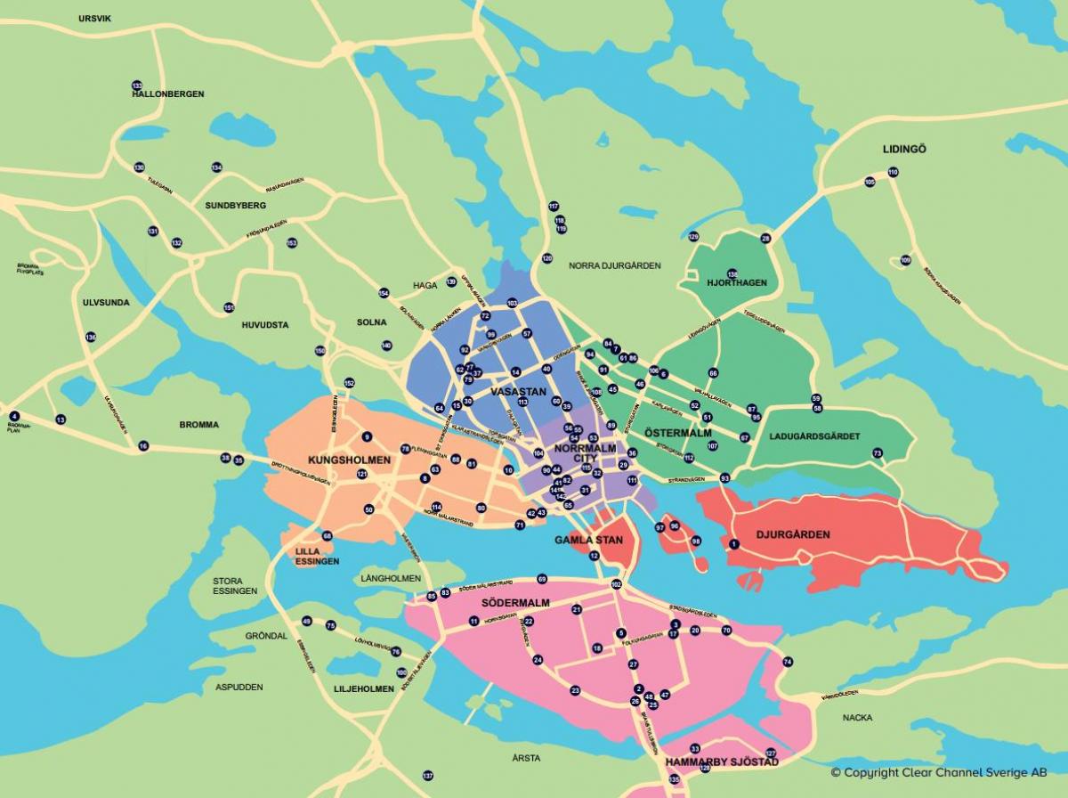 mappa di city bike sulla mappa di Stoccolma