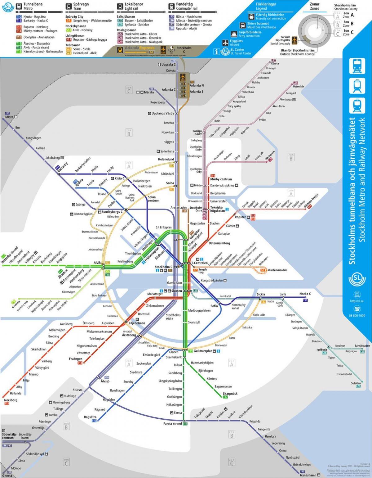 cartina dei trasporti pubblici di Stoccolma
