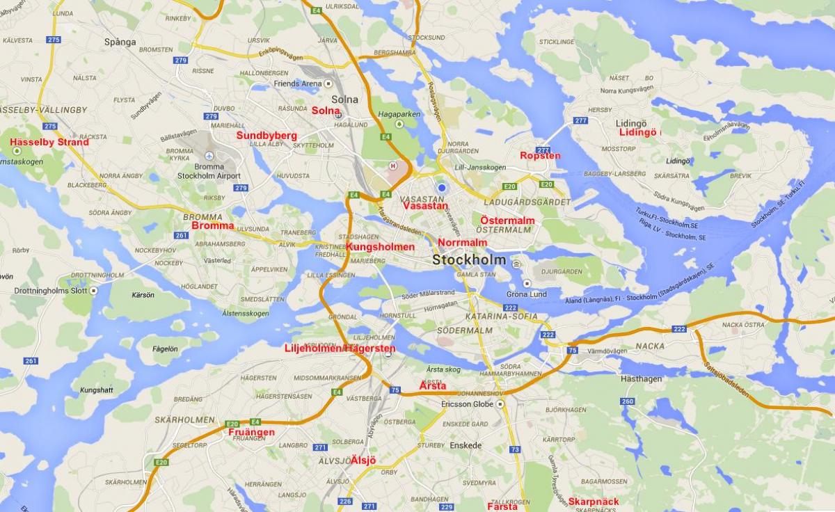 mappa di Stoccolma quartieri