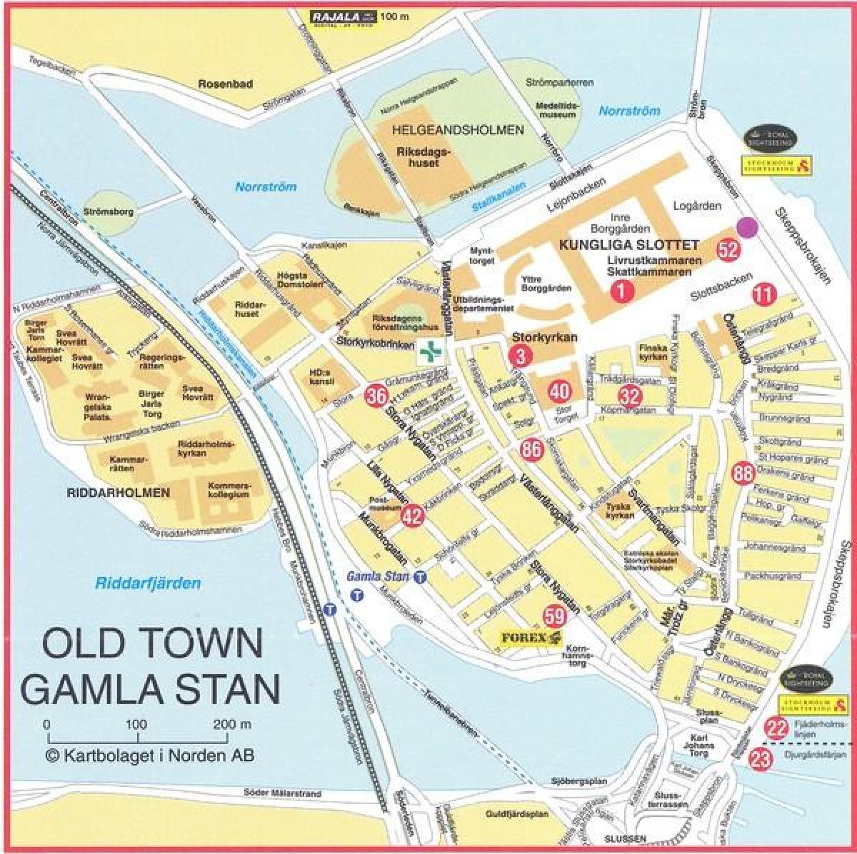 mappa della città vecchia di Stoccolma, in Svezia