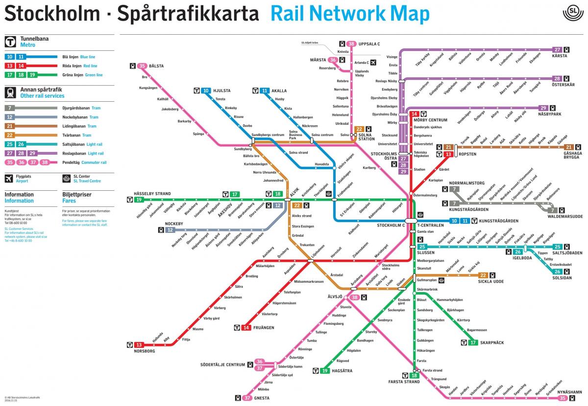 Mappa della metropolitana di stoccolma, in Svezia