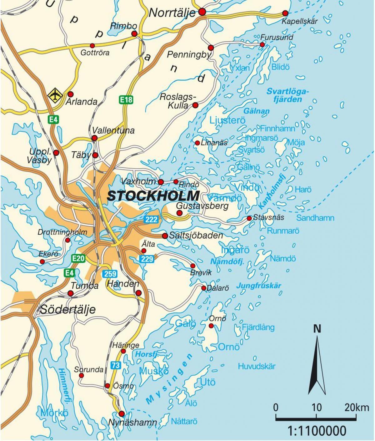 Stoccolma, in Svezia, mappa della città
