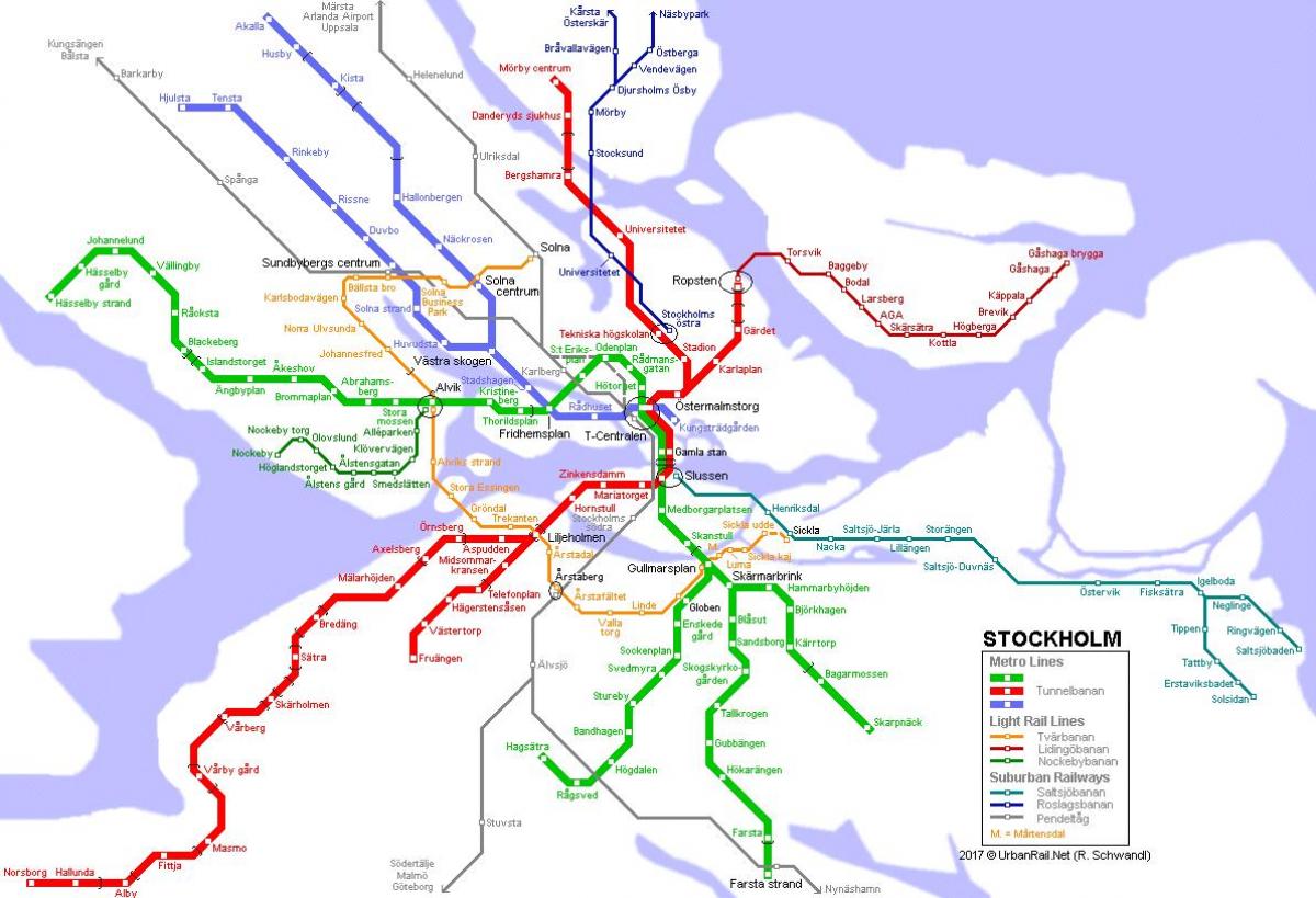 mappa della metropolitana di Stoccolma