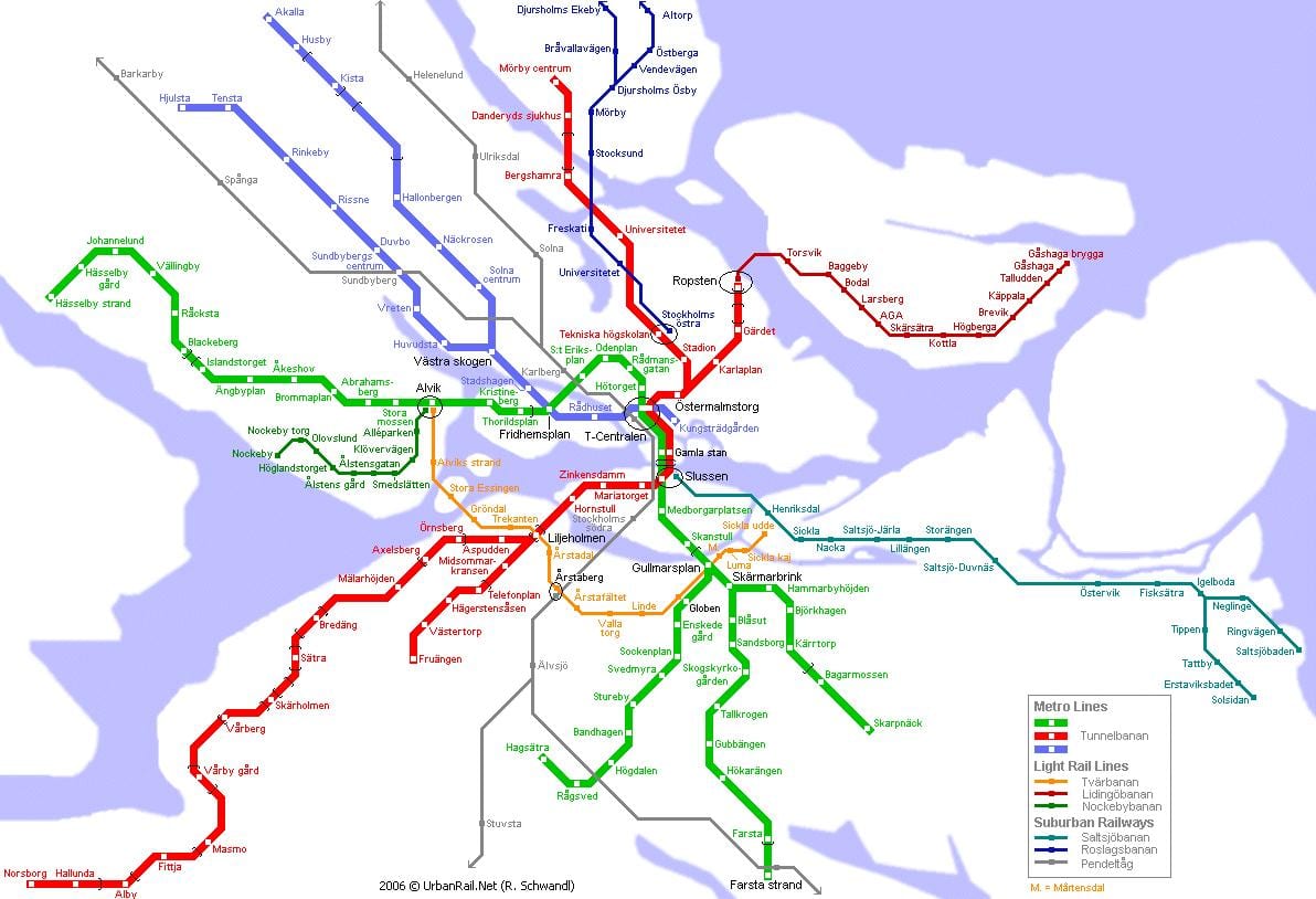 mappa di pendeltåg mappa di Stoccolma
