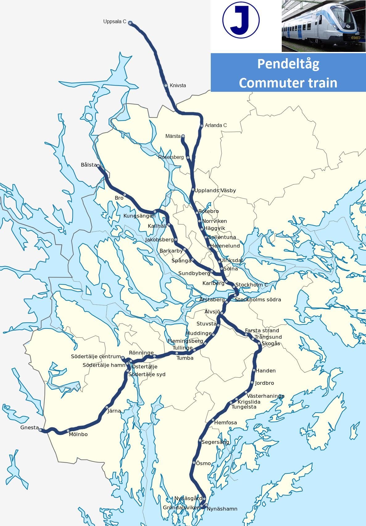 Stoccolma pendeltåg mappa