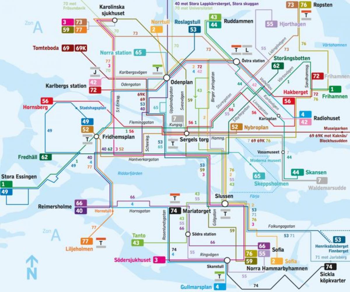 Stoccolma linee di autobus mappa