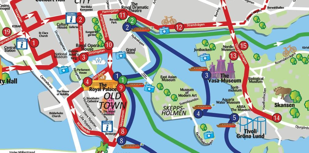 Stoccolma punti di interesse sulla mappa