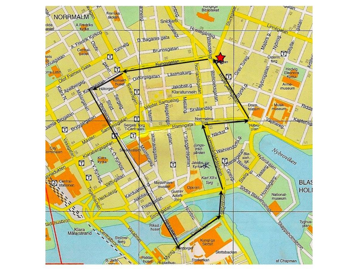 tour a piedi di Stoccolma mappa