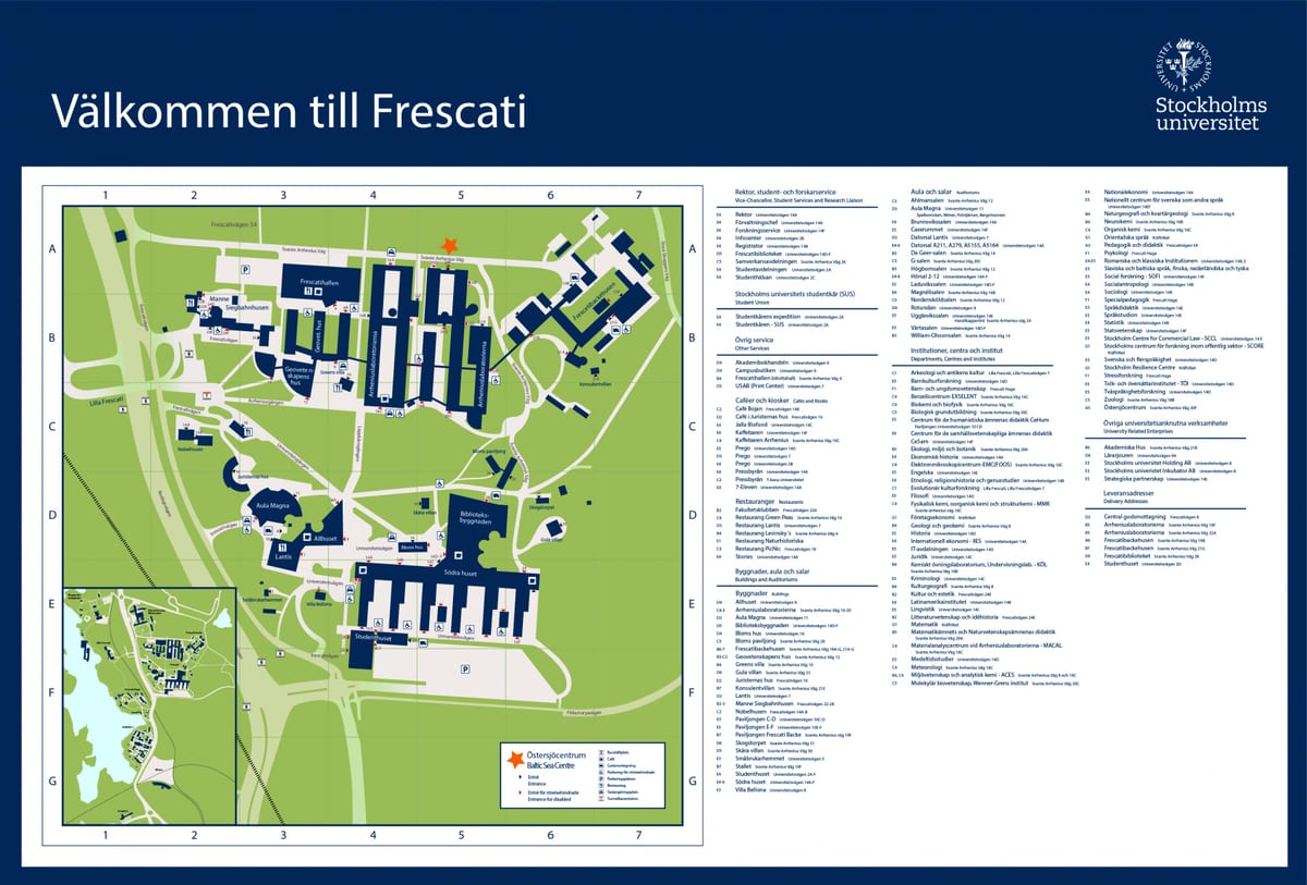 mappa dell'università di Stoccolma