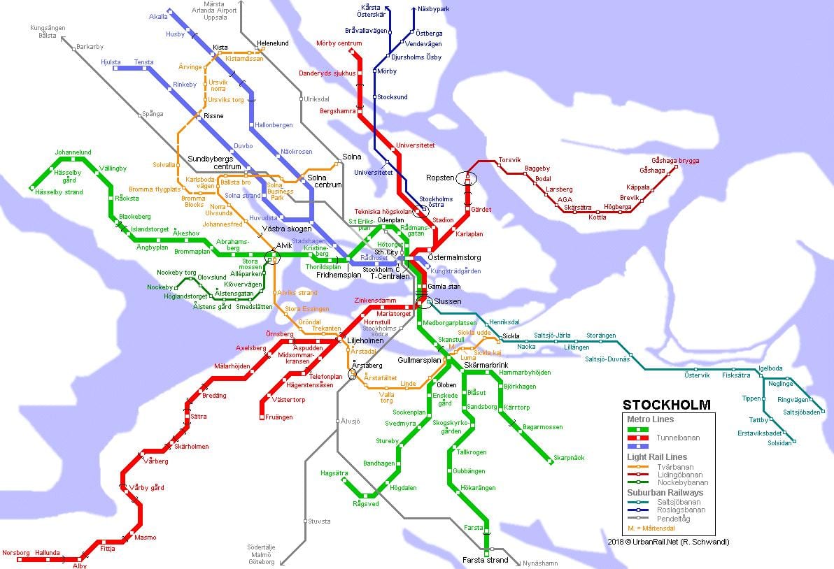 Svezia tunnelbana mappa