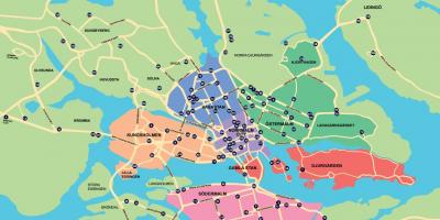 Mappa di city bike sulla mappa di Stoccolma