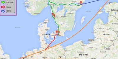 Traghetto sulla mappa di Stoccolma